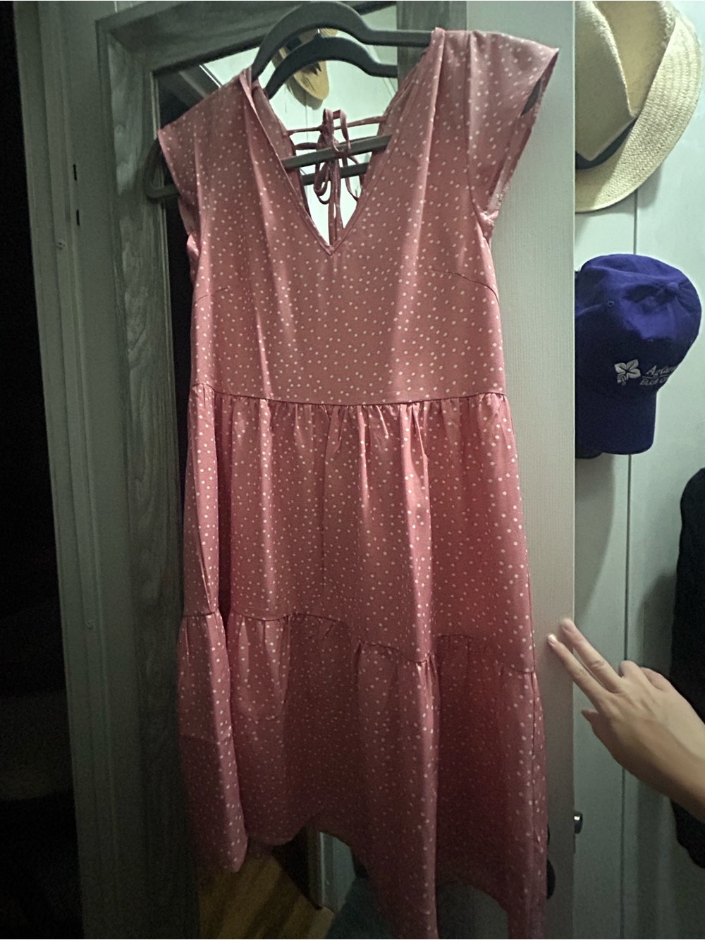 Pink Lily Dusty Pink Polka Dot Midi Dress